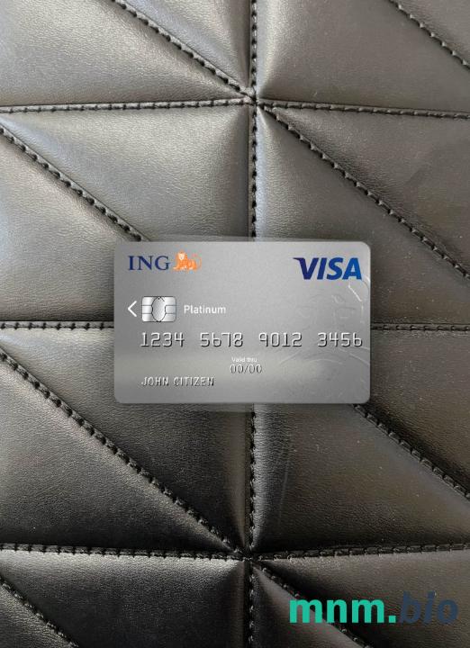Netherlands ING bank visa card platinum wygląd fotograficzny skan PSD + zdjęcie